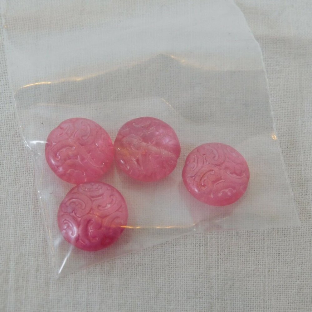 Pink Bead Mixed Lot 11 Packs Various Round Square Teardrop Evil Eye Wood Plastic - Picture 9 of 12